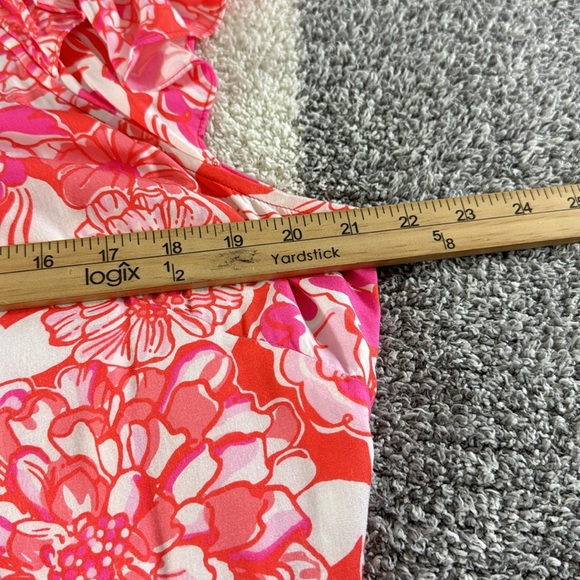 Lilly pulitzer Maya dress Womens Size XL Floral in tango Belted Rayon spring - Picture 9 of 11